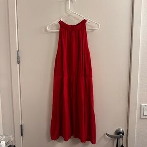 Beautiful Theory Red Silk High Neck Halter Dress